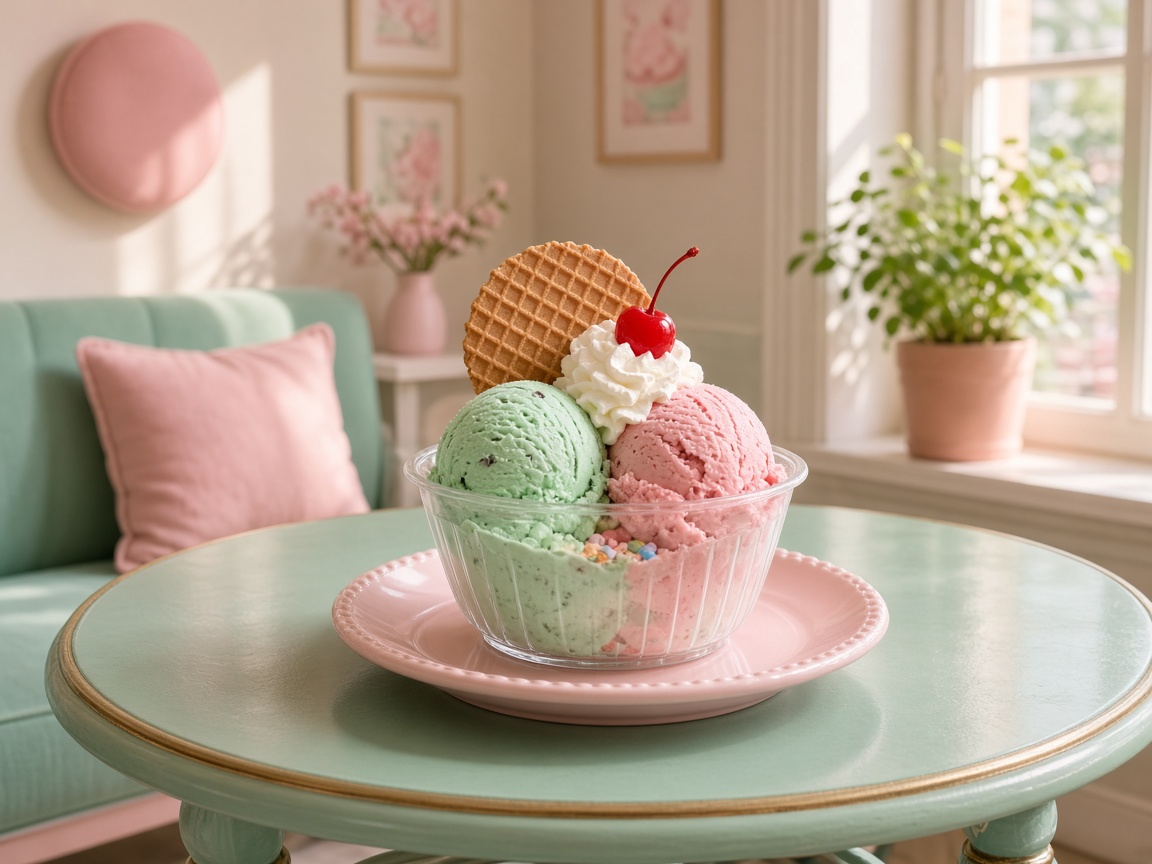 Eisbecher mit zwei Kugeln im Angebotswende Eiscafé